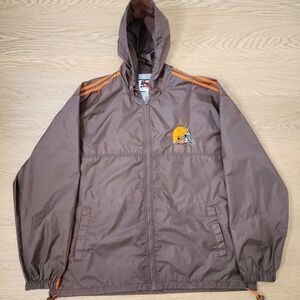 Vintage Cleveland Browns Full Zip Hooded Windbreaker Rain Jacket Men's Large